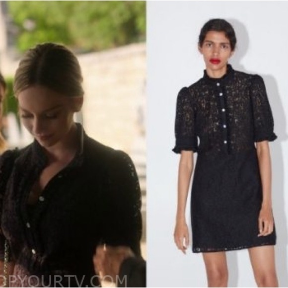 Zara Rhinestones Lace Black Dress - Picture 12 of 12